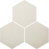 3D Hexagon Tile Crema Luna Leaf